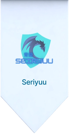 Logo on white banner featuring a stylized dragon design and the text Seiryu in blue.